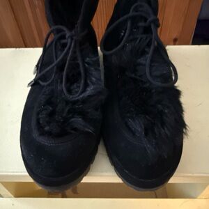 Avec Les Filles Black Fur-Lined Winter Boots